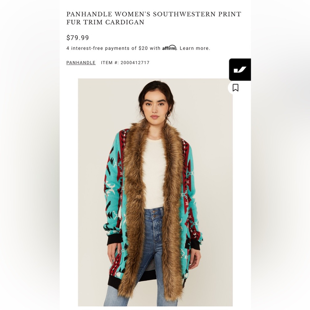 Still in package brand new panhandle southwestern cardigan